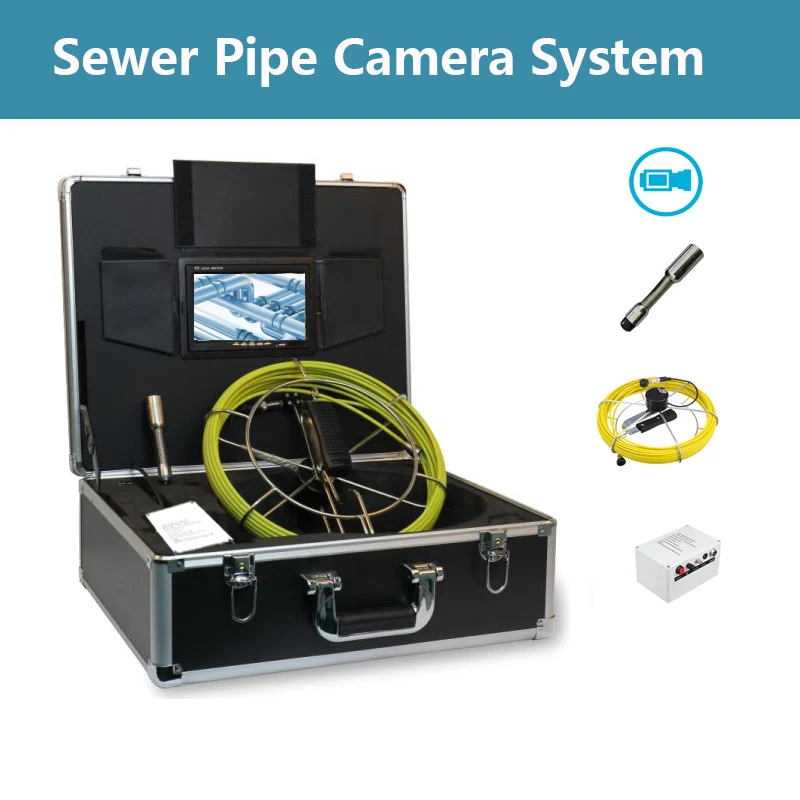 

7" DVR 1000TVL Drain Pipe Video Endoscope Inspection System 23mm Industrial Sewer Camera With 12PCS LEDS 20m High Quality Cable