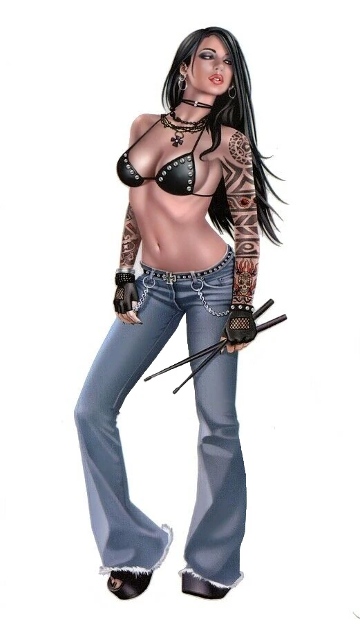Inked Drummer Pin Up Girl Exotica Tattooed Babe Stickers Mancave Drum Decals