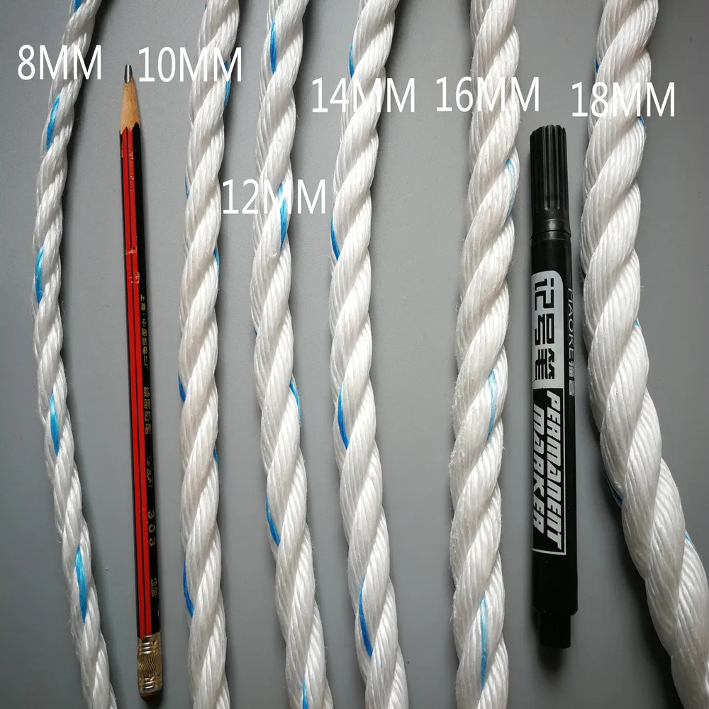 Corda de nylon de polipropileno, ligação de linho, carga de amarrar caminhão, corda à prova d'água, cabo de arremesso, cabo de barraca, novo material 10mm, 12mm