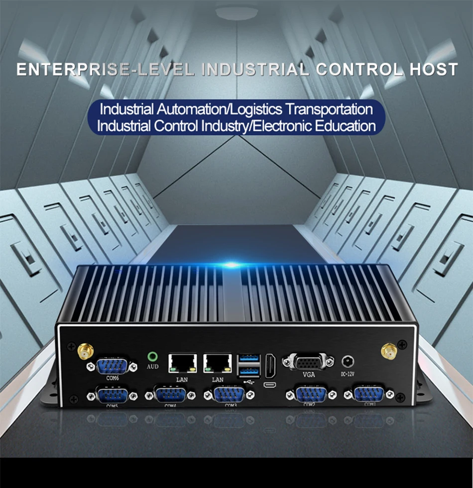 XCY Fanless Industrial Mini PC Intel Core I7 5500U 2x GbE LAN 6x COM RS232 HDMI VGA 6x USB Support WiFi 4G LTE Windows Linux
