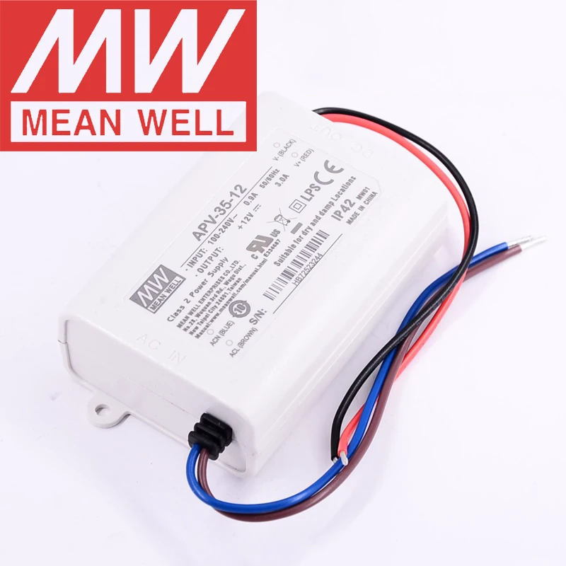 Oryginalny Mean Well APV-35 serii meanwell 5V/12V/15V/24V stałe napięcie projekt 35W pojedyncze wyjście zasilacz przełącznikowy led