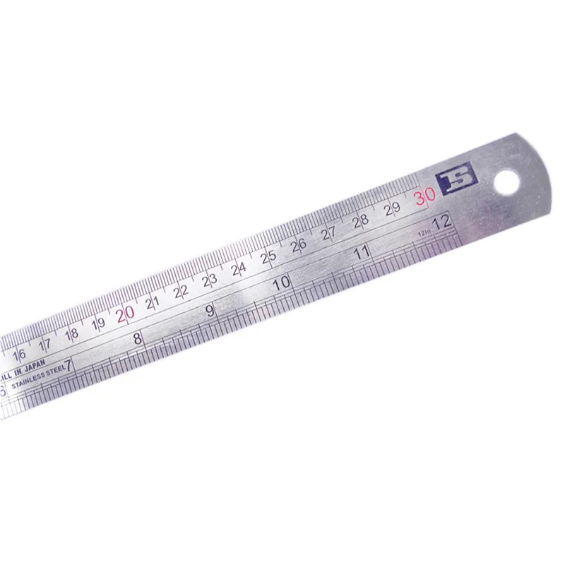 BOSI 30cm/12 Inch Combinated Stainless Scale Steel Ruler Measuring Tool