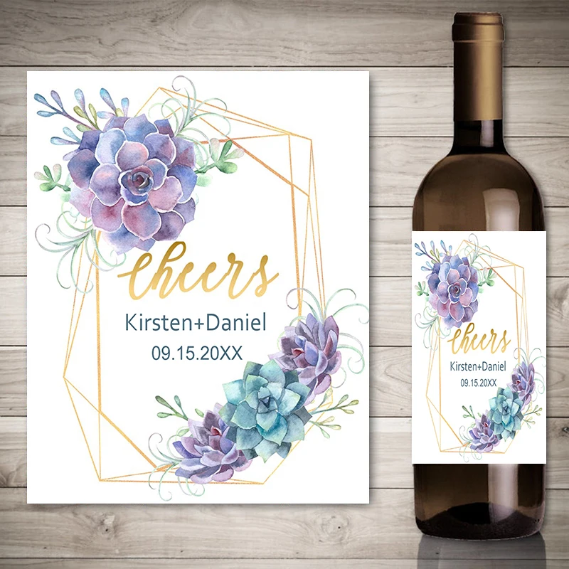 20pcs Custom Name Date LOGO Wine Bottle Labels Personalized Stickers Wedding Champagne Packaging Stickers