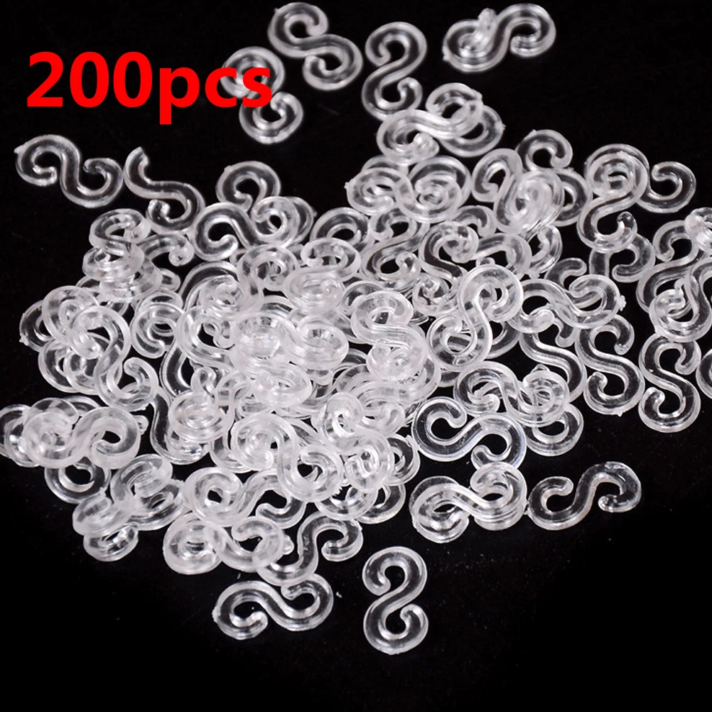 Transparente Loom Rubber Bandas Kits, S Clips para DIY Pulseira, Encantos Acessórios, 200pcs, 10 sacos