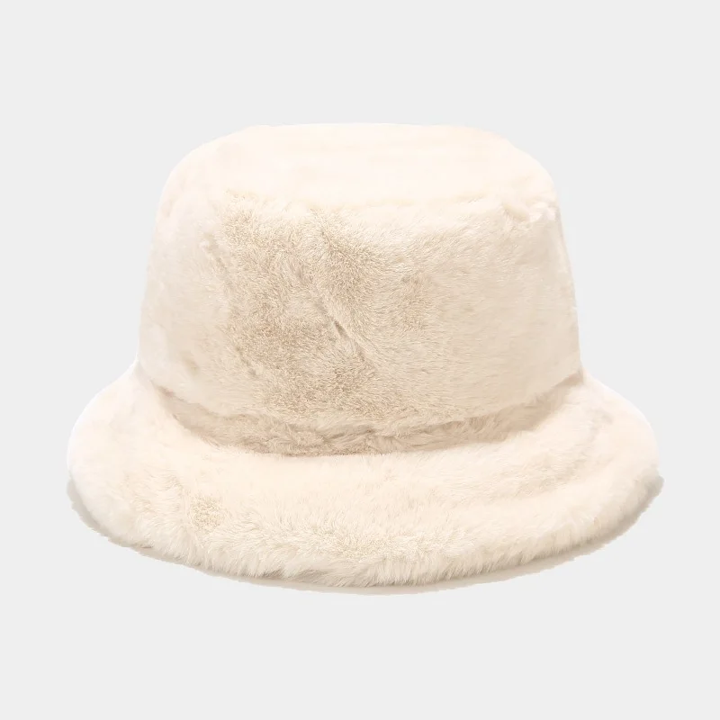 Bucket Hat Women Panama Fluffy Autumn Winter Warm Casual Holiday Outdoor Accessory For Young Lady