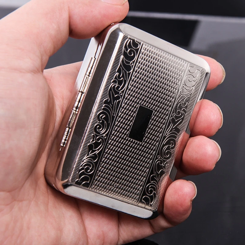 F2TE Cigarette Case Stainless Steel Vintage Cigarette Cases for Men Adults Use Storage Container Retro Jewelry Box