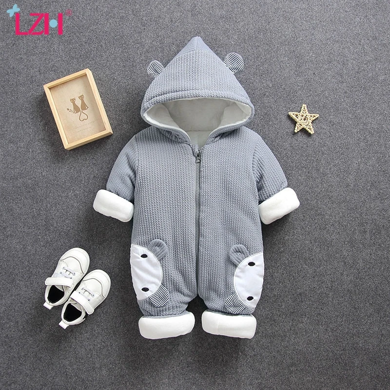 LZH Infant Clothing Autumn Winter Rompers For Baby Boys Jumpsuit For Kids Winter Overalls Children Newborn Baby Girls Clothes