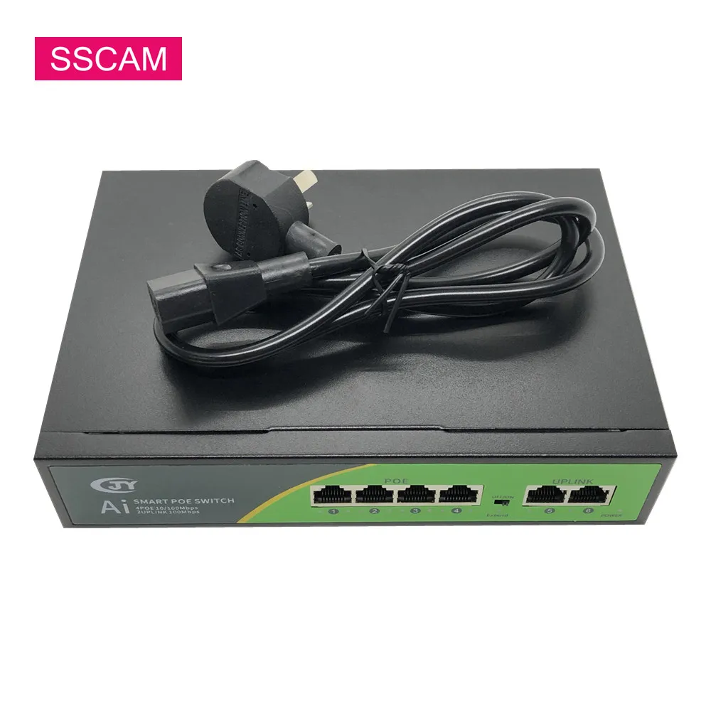 

10/100 Mbps 4+2 Ports POE Gigabit Switch Active Fast Switch With Internal Power 52V For POE IP Cameras Security Monitor