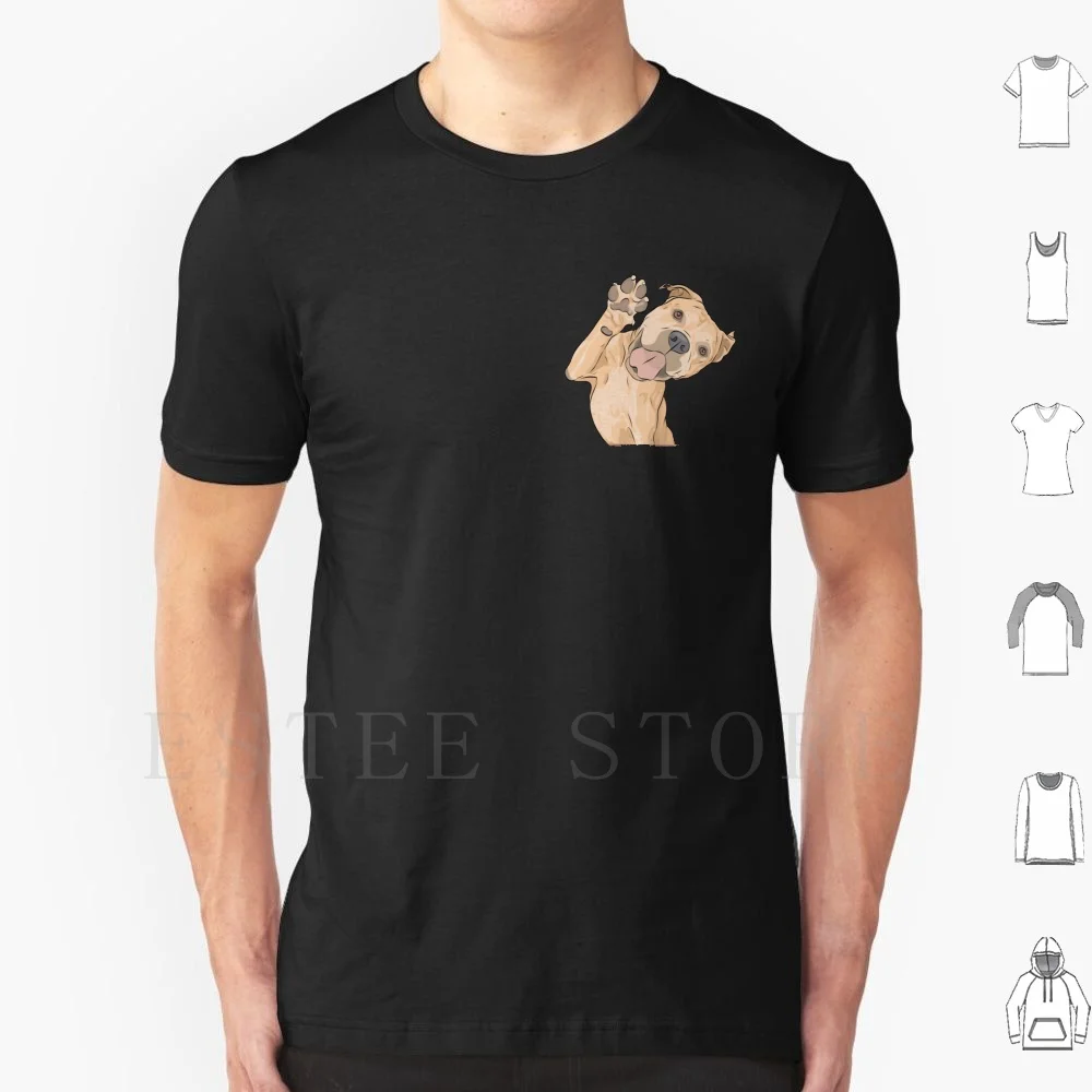Waving Dog T Shirt Cotton Men DIY Print Dog Dogs Puppy Puppies Pitbull Pit Bull Bully Bully Breed Waving Paw Dog Paw Happy