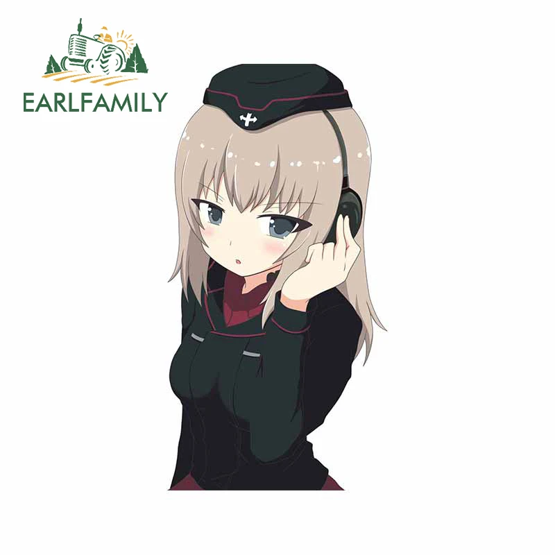 EARLFAMILY 13cm x 6.8cm for GIRLS und PANZER Itsumi Erika Car Stickers and Decals Waterproof Trunk Creativite Car Door Protector