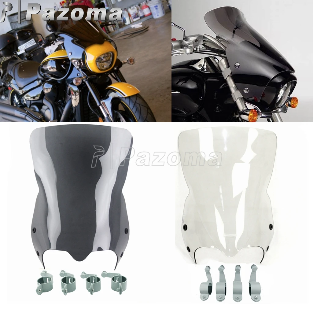 For Suzuki Boulevard Windshield Windscreen Polycarbonate Wind Screen W/Mounting Clamp Fits M109R2 M109RZ M109R M50 M90 2007-2016