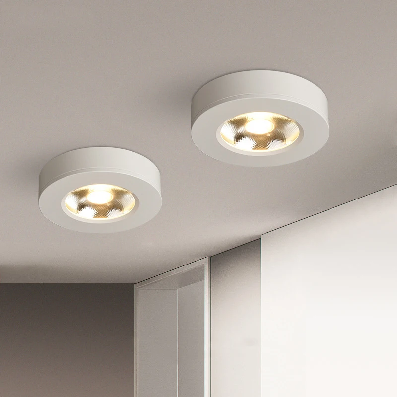 Ultrathin Surface Downlight Diameter 75mm 5W LED Downlight Golden Black White Alloy Body Cabinet Ceiling Spotlight