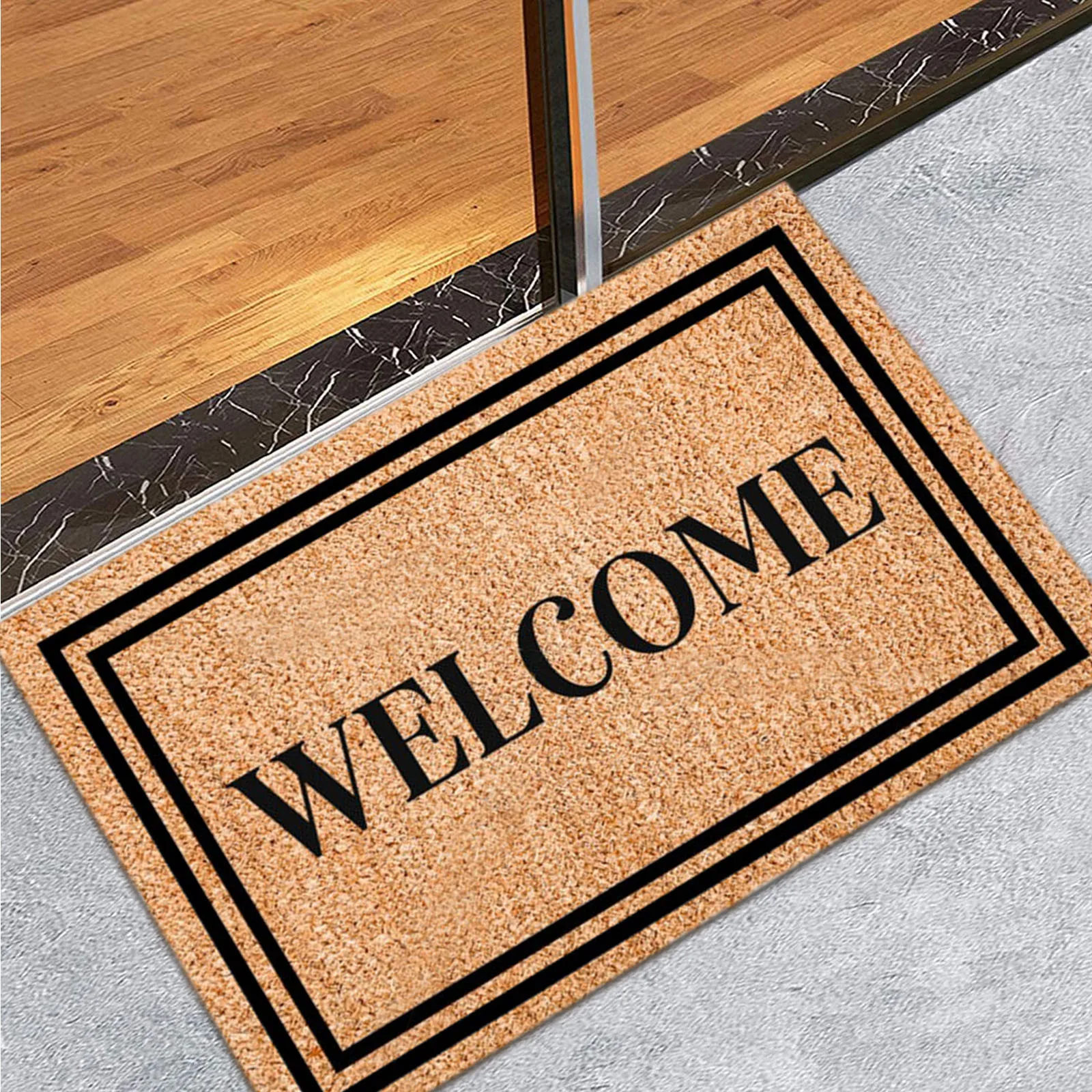 Welcome Doormat Entrance Hallway Rectangle Printed Non-slip Floor Rug Front Door Mat Outdoor Rugs Carpet Bedroom Kitchen 60x40cm