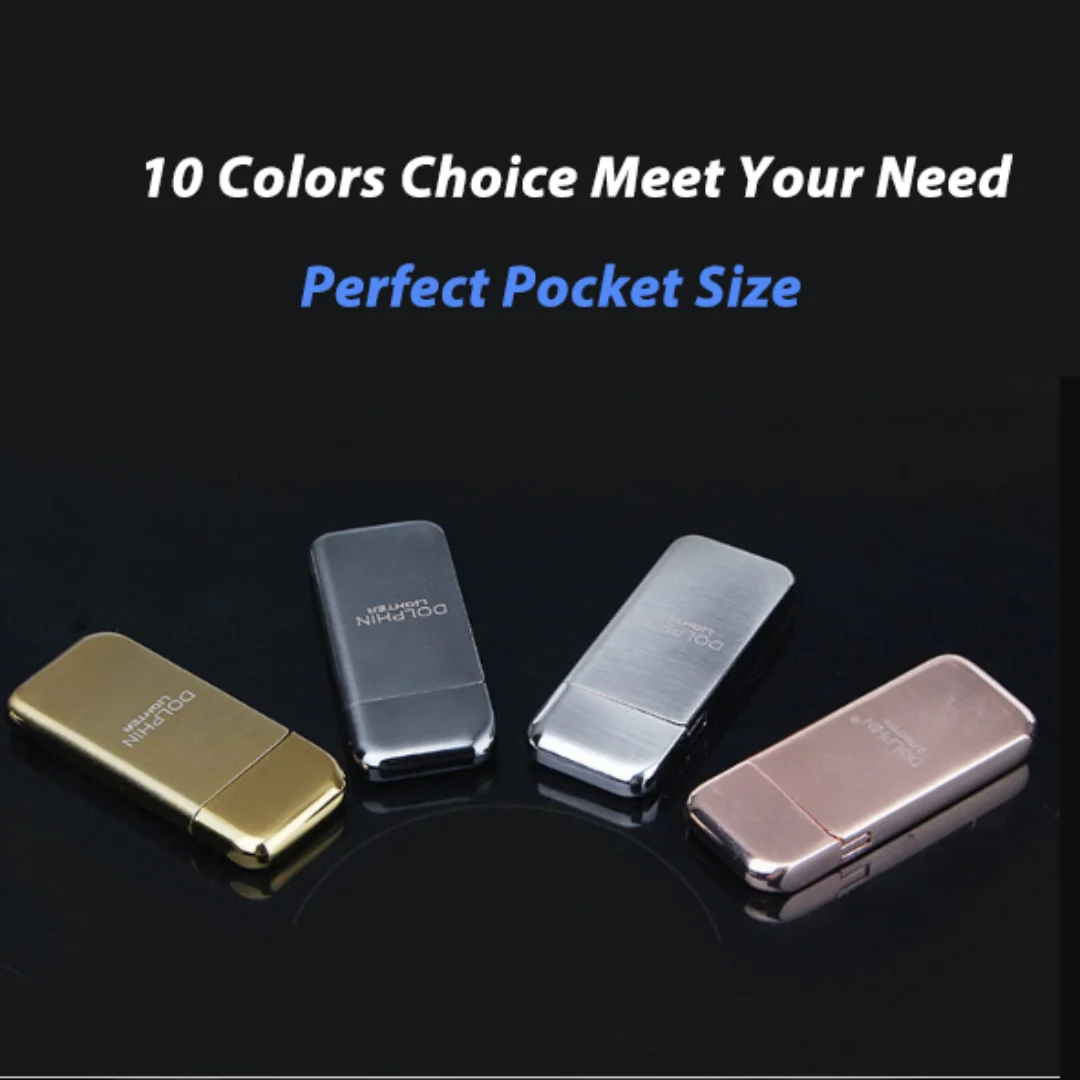 Portable Mini Metal Lighter, Butane Gas Lighters, Pocket Size, Refillable, Light Weight, 10 Colors