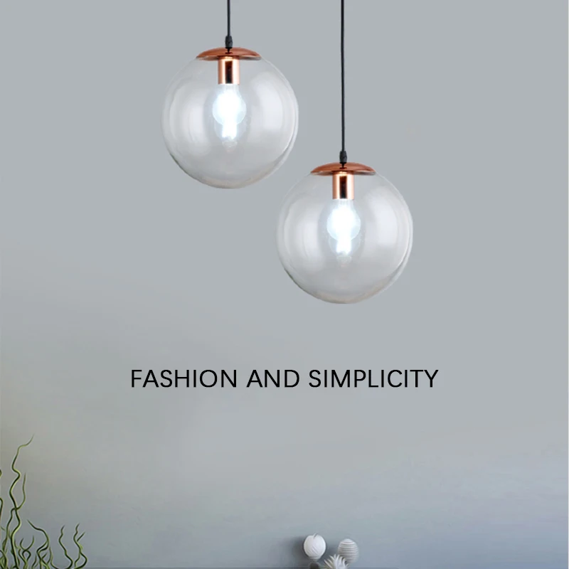 Nordic transparent glass spherical chandelier restaurant sun bar aisle office LOFT American industrial style chandelier