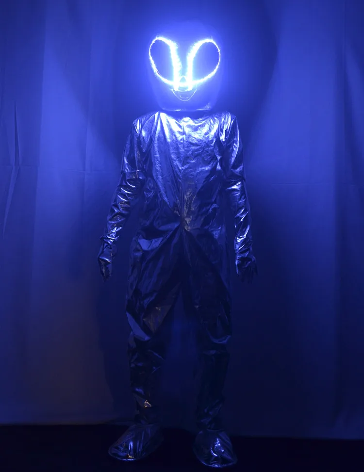 Glowing Clothing Silver LED Alien luminous costume Nightclub Bar KTV Creative Performance Props space show dance Clothes