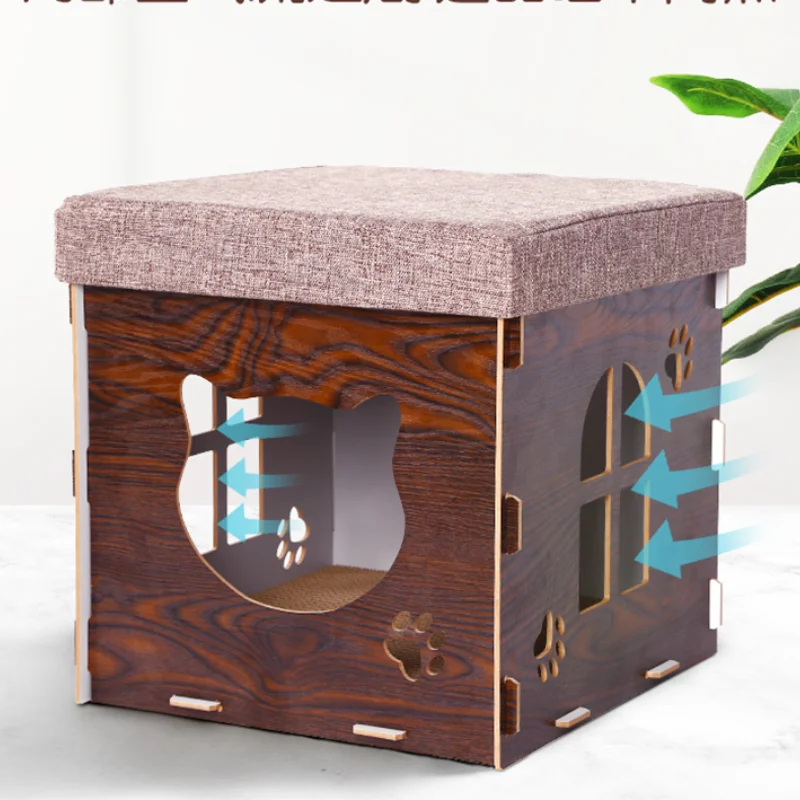 

TT Cat Nest Summer Cat Shared Bedside Table Multifunctional Cat Stool Cattery Four Seasons Universal Closed