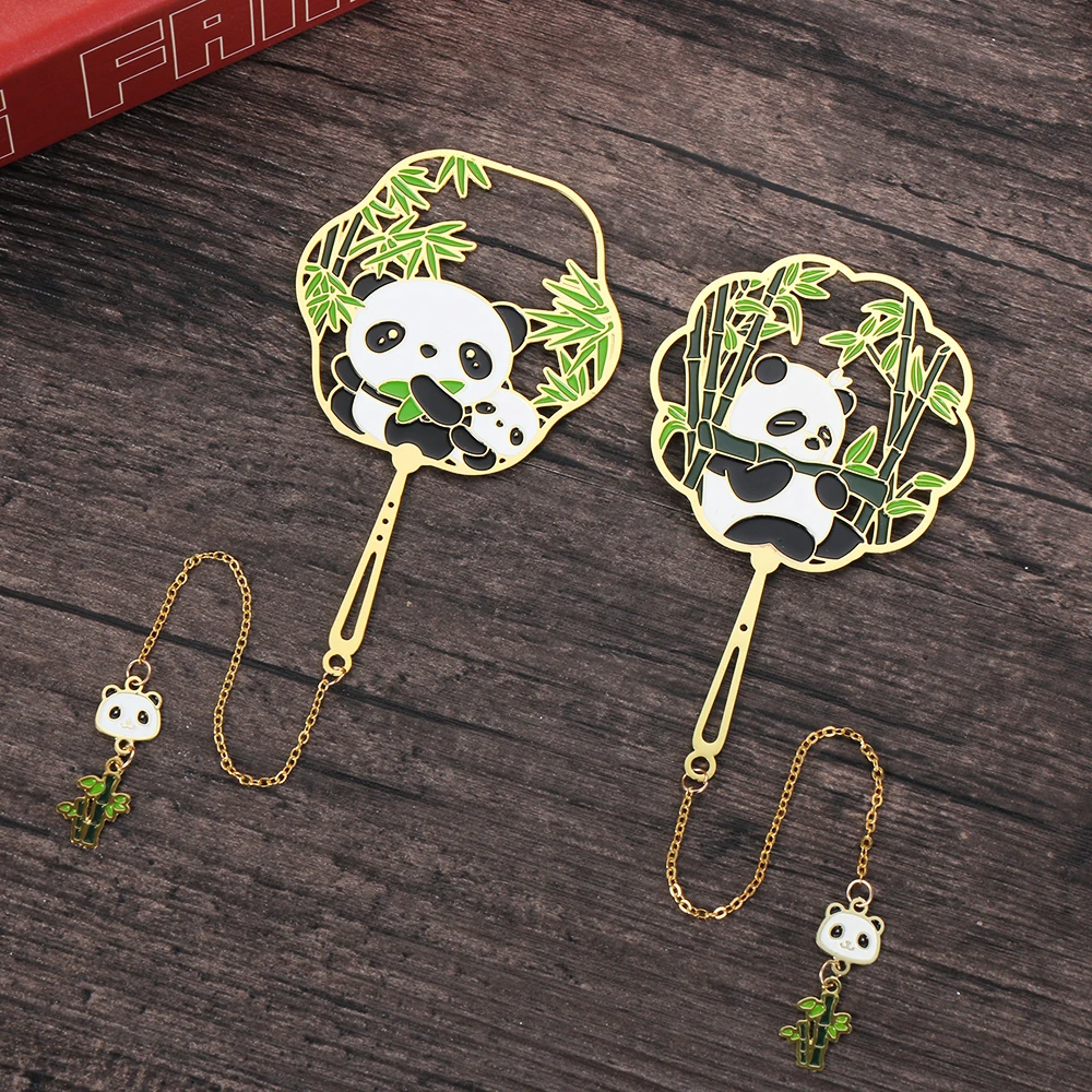 Chinese Style Metal Retro Panda Bookmark Metal Pendant Hollow Book Clip Tassel Pagination Mark Stationery Gift School Supplies