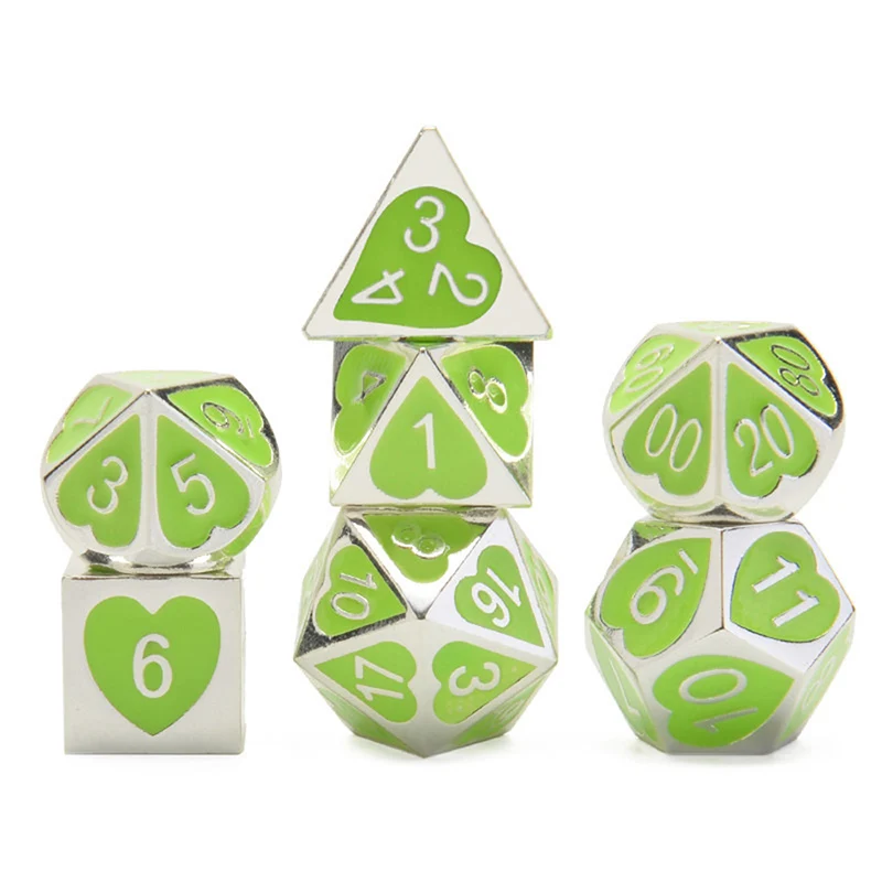 

7Pcs/Set DND TRPG Board Games Metal Dice D4-D20 Polyhedral Game Dice Multi Sides Entertainment Dice With Drawstring Bag BC0267