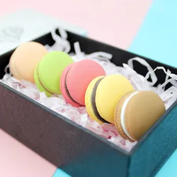 6PCS Simulation Macaron Model Fake Cake Cream Snack Children Shooting Props Wedding Dessert Window Decoration Ornaments 23*15mm