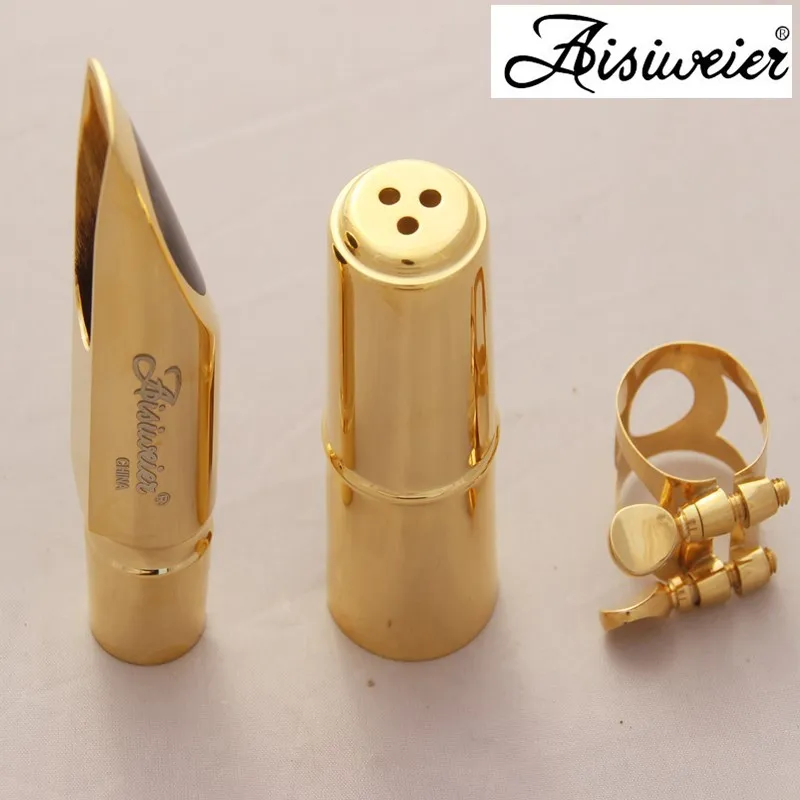 Professional Aisiweier Tenor Soprano Alto Saxophone Metal Mouthpiece Gold Lacquer Mouthpiece Sax Aisiweier Mouth Pieces 56789