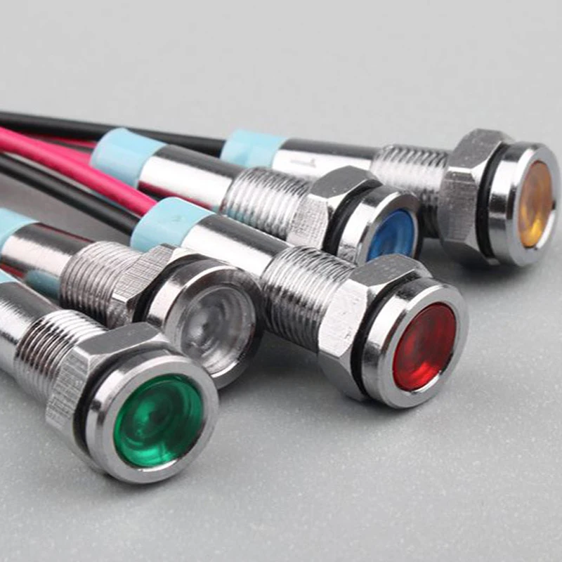 6mm Metal LED  Indicator light waterproof Signal lamp 6V 12V 24V 220v  red /yellow/ blue/ green /white