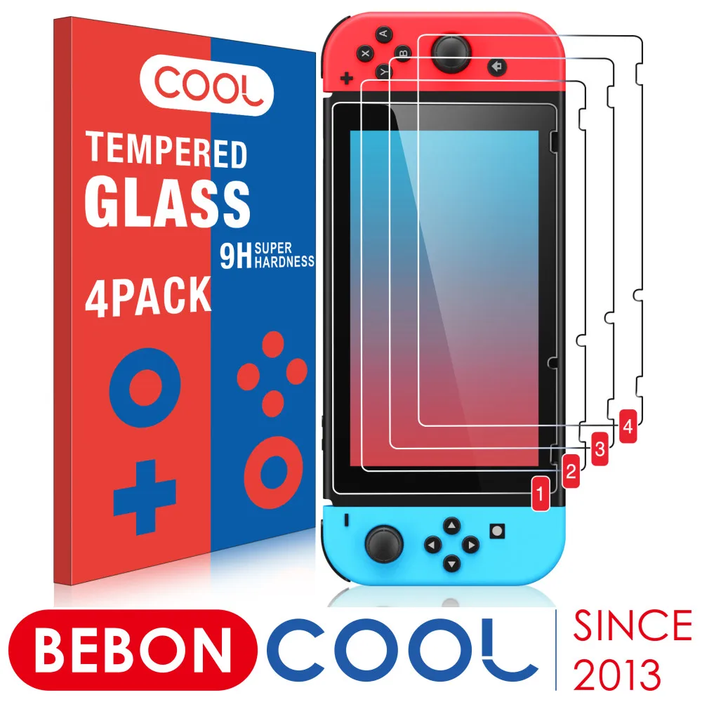 4Pack Beschermende Glas Voor Nintendo Switch 9H Gehard Glas Screen Protector Voor Nintendo Switch Glas Accessoires Screen Film