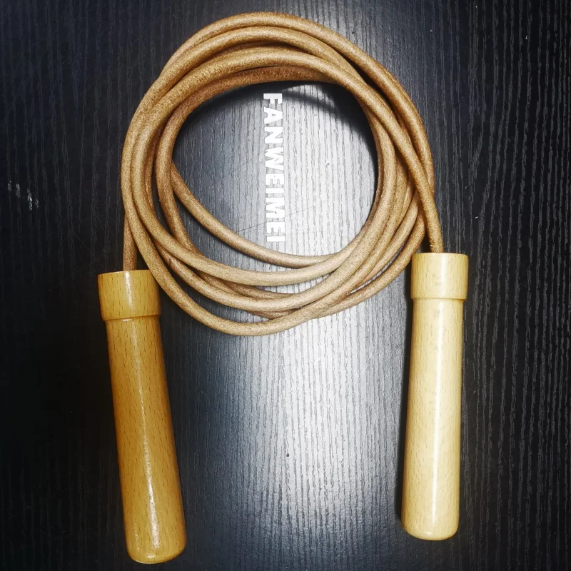 

NEVERTOOLATE 9mm 320-400 gram wood handle leather cordskip jump rope fitness boxing crossfit men use big handle ball bearing