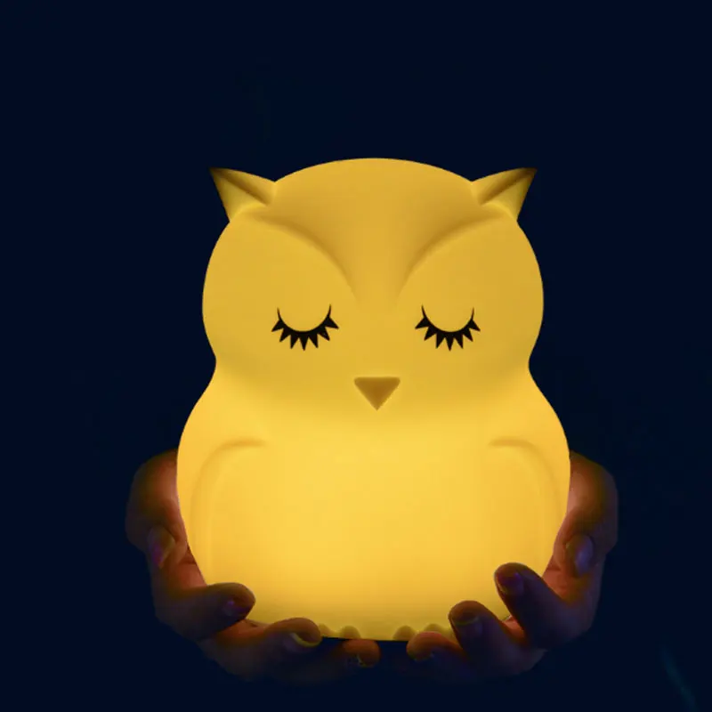 

Lovely Owl Cartoon Silicone Baby Led Night Light Children Toy Lights Bedside Night Lamp Gifts For Kids 8 Colors Changing