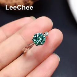 Green Blue Moissanite Ring Real 925 Sterling Silver Fine Jewelry 1CT VVS Lab Diamond with Certififcate for Women AnniversaryGift