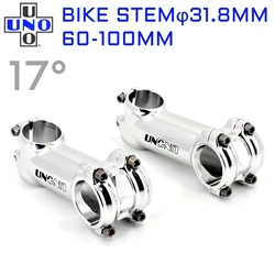 Uno Racefiets Stuurpen 17 Graden Mtb Stem 31.8x 60-100Mm Zilver Fiets Stuurpen Riser Extender Fietsaccessoires stuurpen