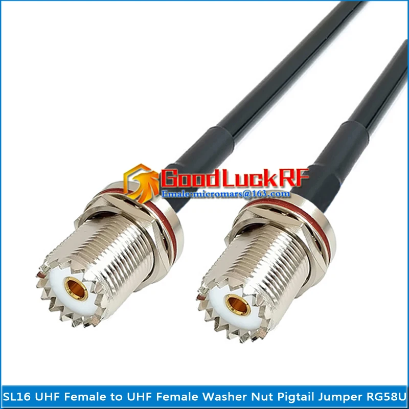 Dual SL16 UHF Female Washer Nut To UHF Female O-ring bulkhead Connector Pigtail Jumper RG-58 RG58 3D-FB Extend cable PL259 SO239