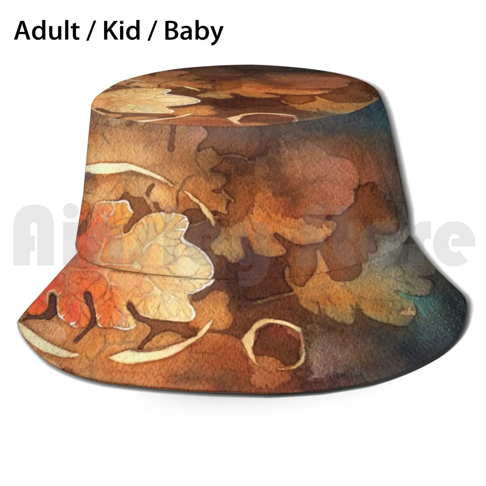 Watercolor Oak And Memory , Tree , Water , Nature Bucket Hat Adult Kid Baby Beach Sun Hats Watercolor Oak Leaf Tree Water