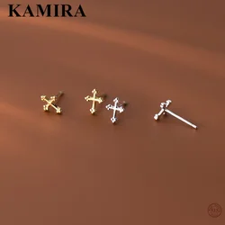 KAMIRA 925 Sterling Silver Classic Small Cross Piercing Stud Earrings for Women Youth Party Bohemian Unique Popular Fine Jewelry