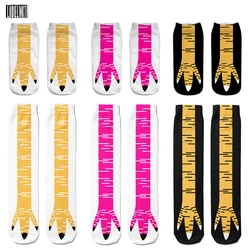 Creative 3D Printing Chicken Feet Funny Socks Women Summer Cotton Breathable Cute Happy Socks Ainimals Men's Casual Calf Socks