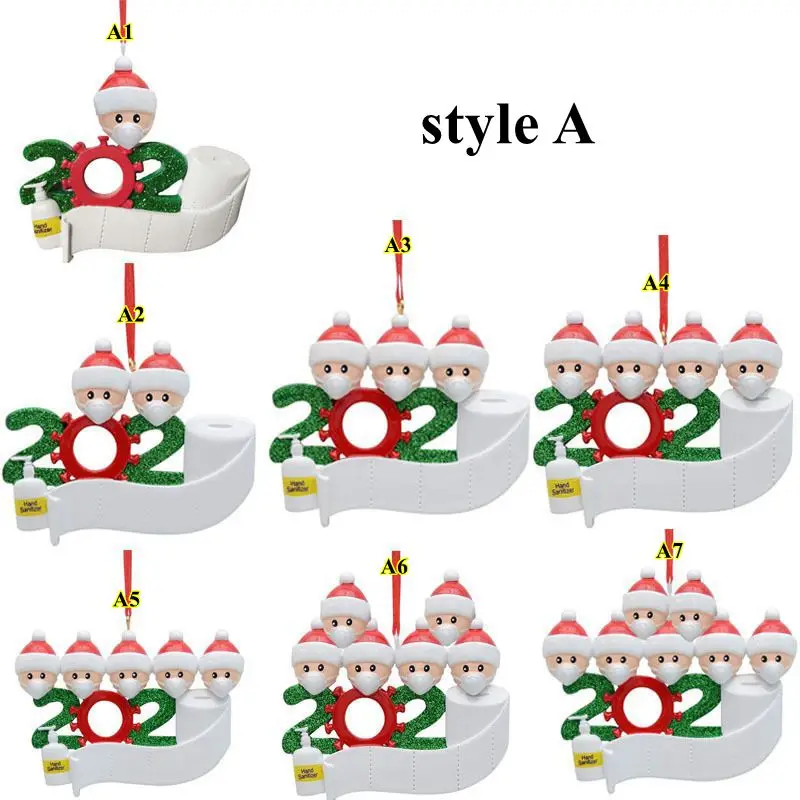 New Christmas Tree Ornament Party Decoration Gift with Marker Pen Personalized Family Ornament Distancing Snowman Pendant