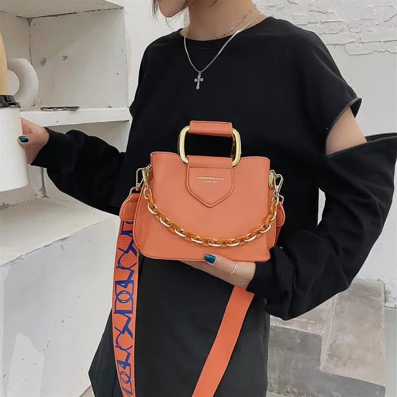 Luxury Women\'s Bucket Bag Designer Thick Chain Handbags Purses Leather Shopper Shoulder Bag Female Mini Crossbody Bags Totes