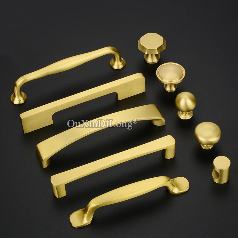 

Top Quality 10PCS European Solid Brass Cabinet Door Handles Cupboard Wardrobe Drawer TV Cabinet Pulls Handles & Knobs