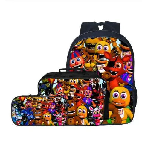 3pcs/set Fashion Cartoon Five Night At Freddy Children Backpacks Student Suit Bag Kids Baby School Bags Boys Schoolbag for Girls