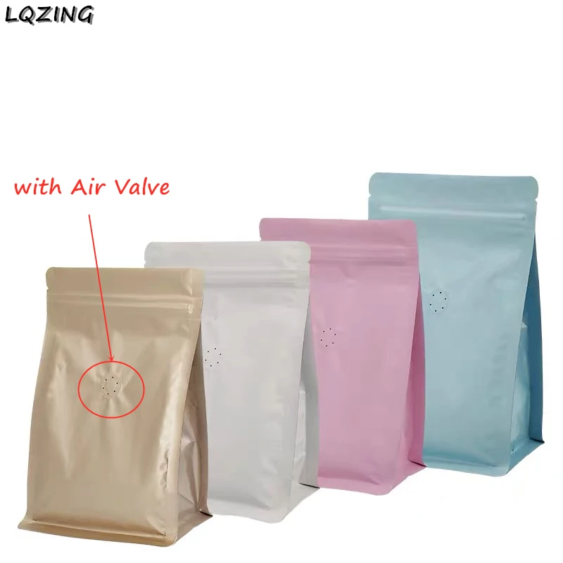 New 1/2Pound Coffee Bean Smell Proof Bag Packaging Reusable Foil Tea Powder Pouches with Valve Stand Up Zipper Lock Baggies Pack