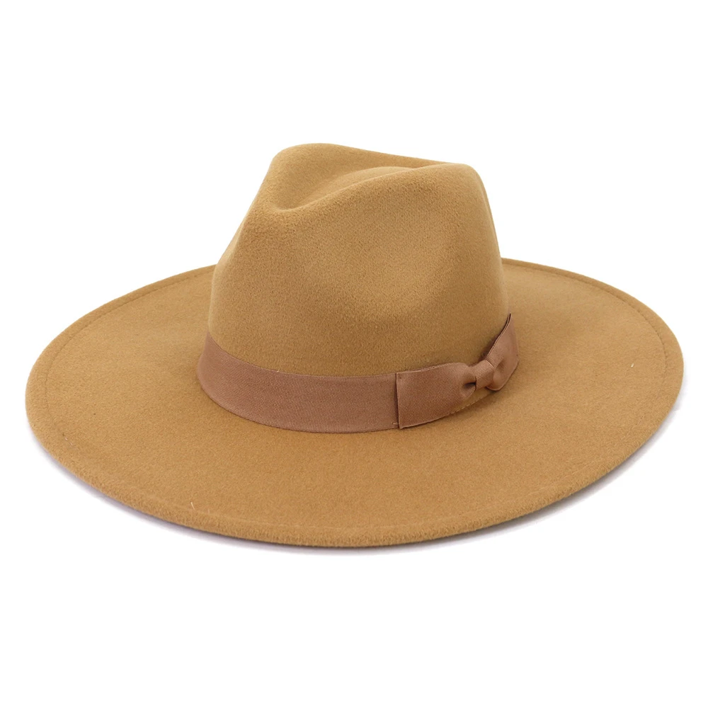 HOAREE Autumn Winter Fedora Hats For Women Men Wide Brim Felted Hat Jazz Cap Panama Camel Solid Male Female Sombreros Burgundy