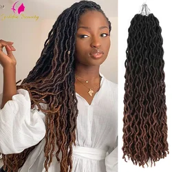 Deusa Faux Locs Handmade Crochet Hair, Cigano macio ondulado tranças sintéticas, Onda encaracolado Dreadlocks, trança extensões