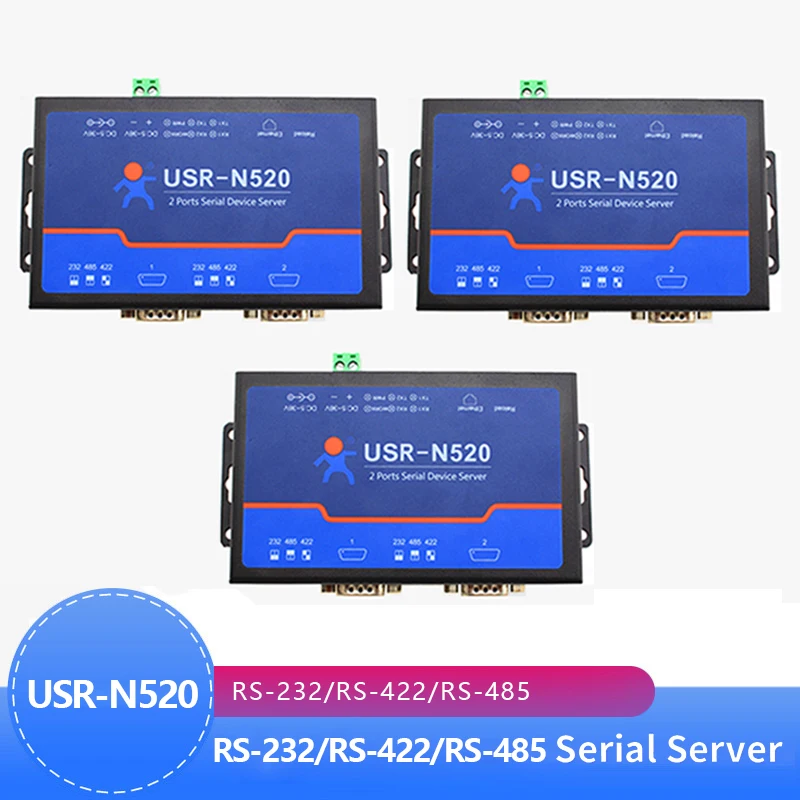 

3PCS USR-N520 Serial Server-LAN Ethernet to RS232 RS485 RS422 Converter Industrial Automation Control for Data Transmission