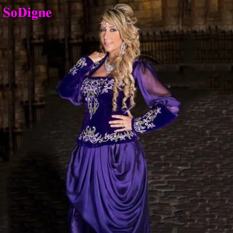 Sodigne curto marroquino caftan vestidos de noite mangas compridas karakou algien ouro renda apliques dubai vestidos de baile