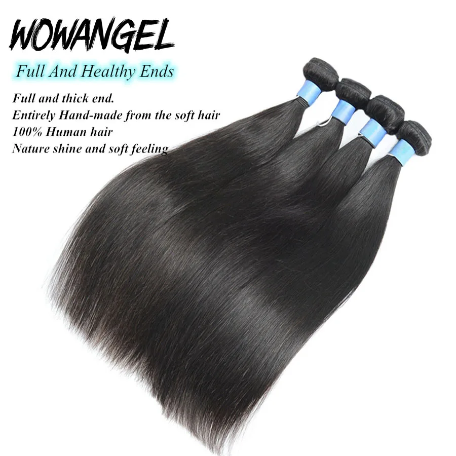 Wow Angel-Straight Remy Brasileiro Pacotes de cabelo humano, 100% extensões de cabelo sedoso, cabelo virgem, 28 em, 30 em, 3 PCs, 4 PCs