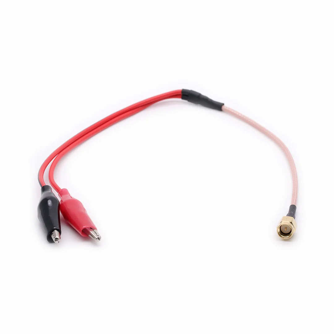 Cable Coaxial RG316 RF, conector macho SMA a pinzas de cocodrilo duales, probador rojo y negro, 50cm, 1 unidad