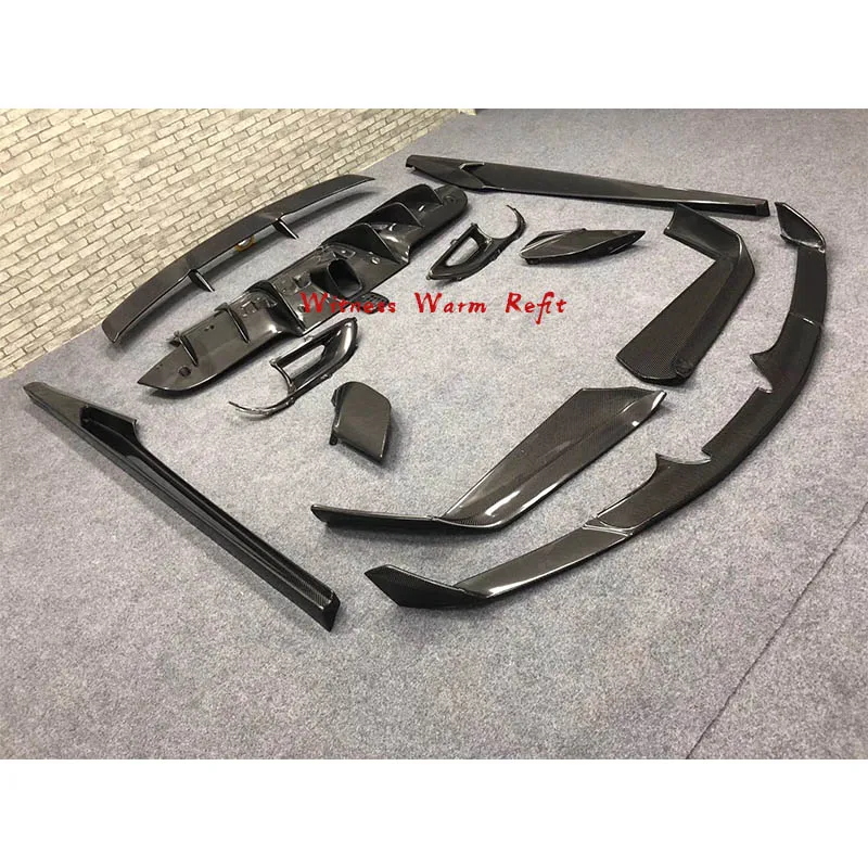 For 488 GTB body kit Carbon fiber Front bumper lip splitter Rear diffuser Rear wing spoiler Side skirts apron For Ferrari 488GTB