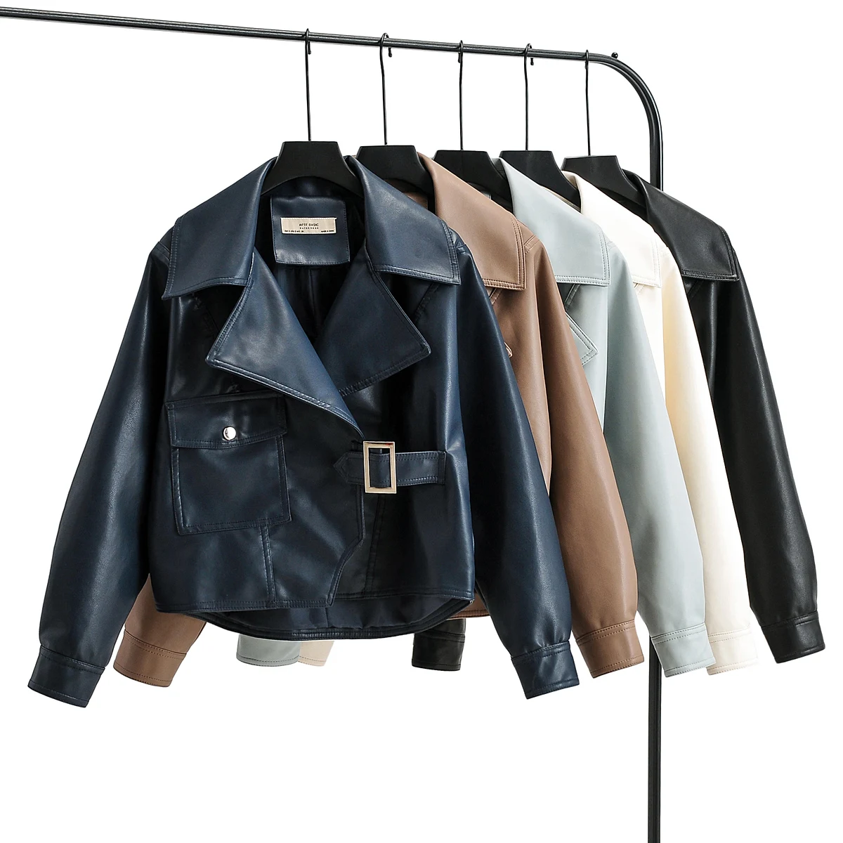 

Hot Loose PU Faux Leather Jacket Women Classic Moto Biker Jacket Autumn Winter Lady Basic Coat Outerwear Streetwear Black Coats