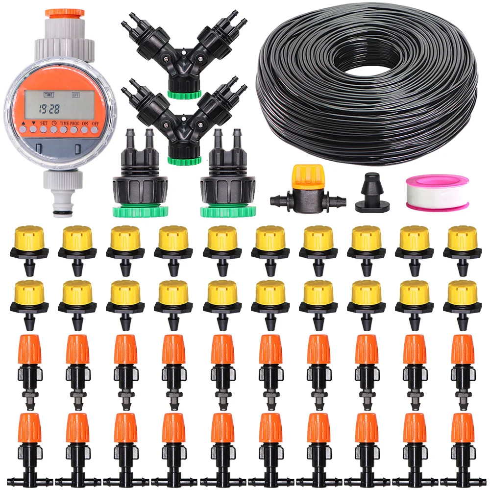 

10M-50M Automatic Garden Watering System Kits Timer Controller DIY Garden Micro Drip Irrigation Mist Spray Cooling System