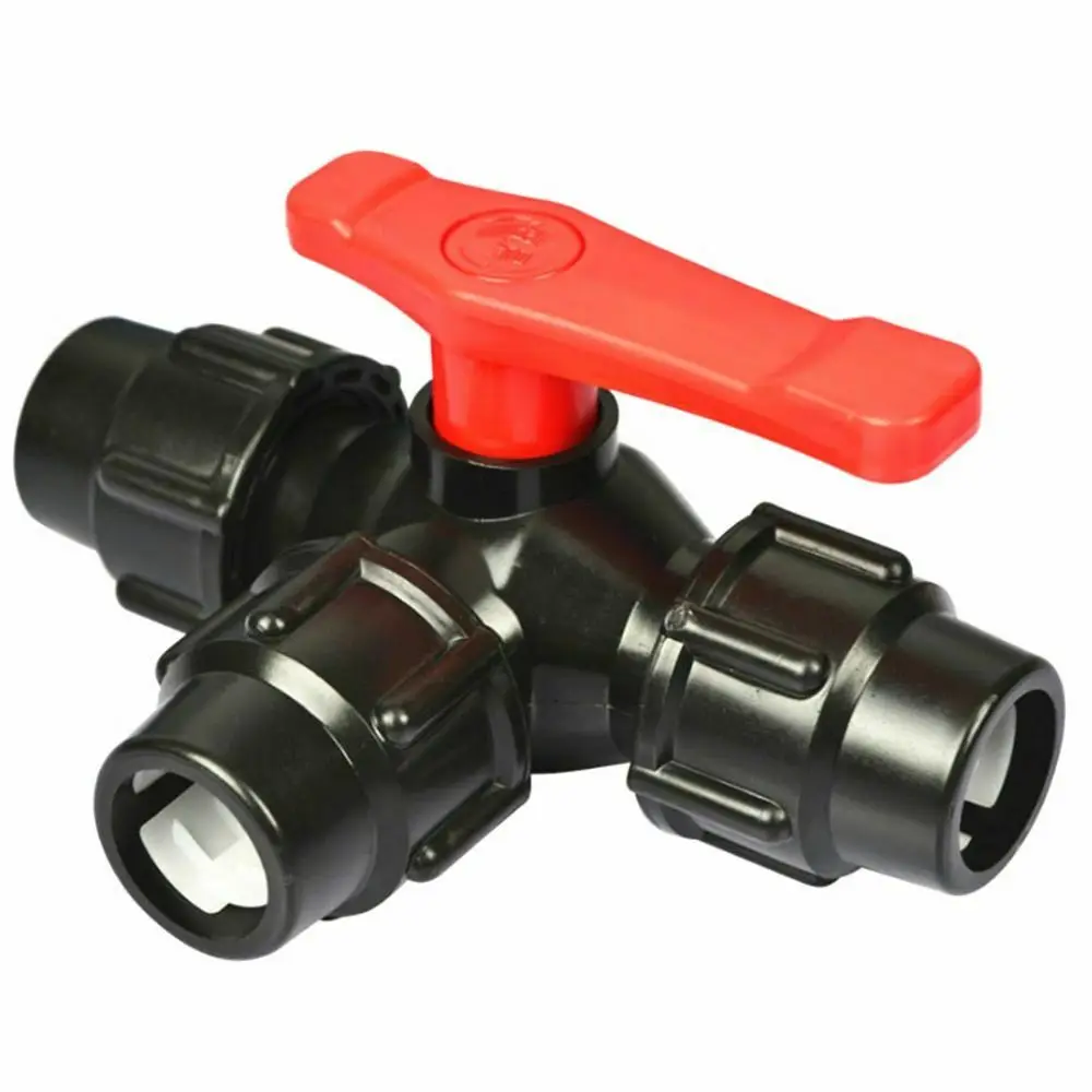 

1Pc PE Three-way Fast Connection Pipe Valve Plastic Valve T-type Valve Internal Diameter 20/25/32/40/50/63mm